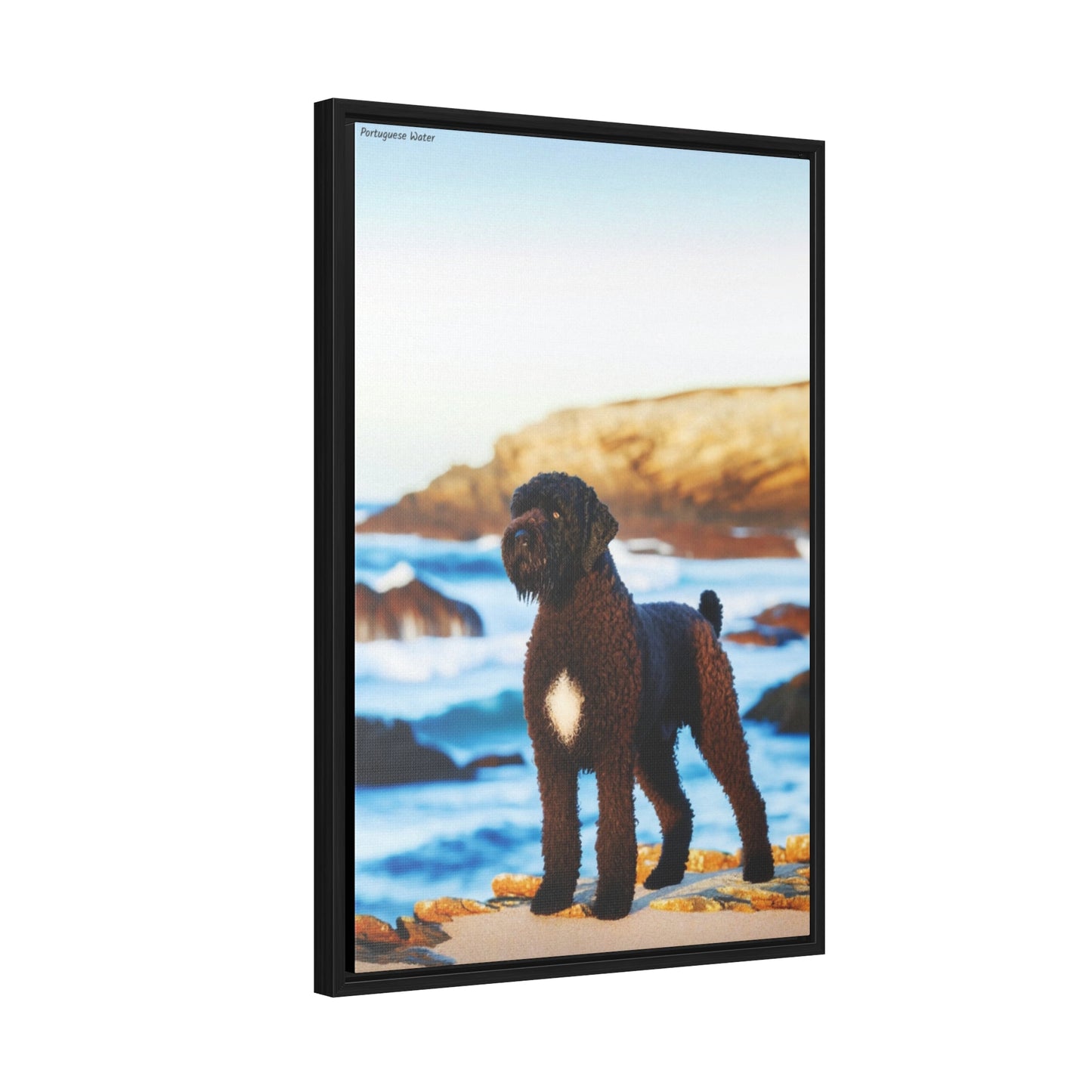 Charming Portuguese Water Dog: A Stunning Canvas Artwork