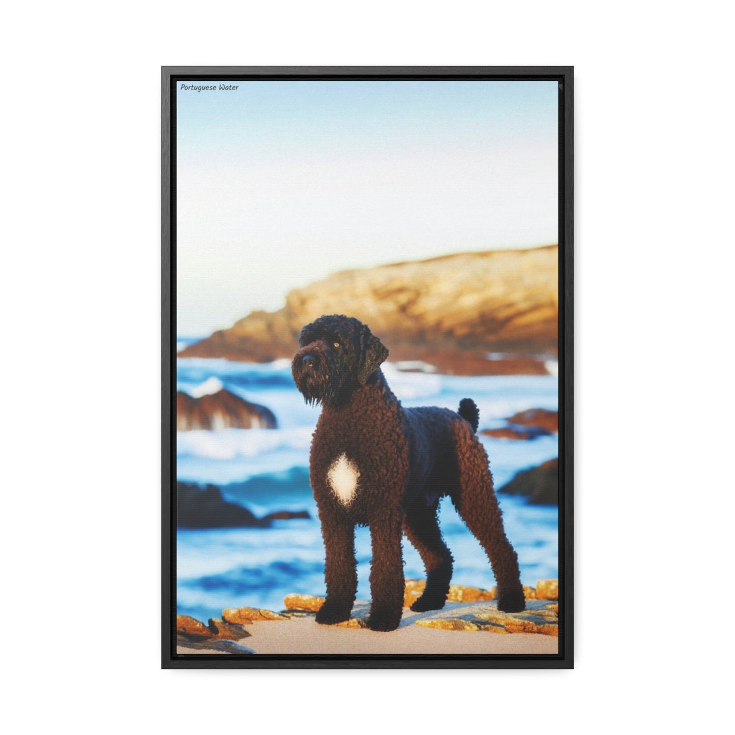 Charming Portuguese Water Dog: A Stunning Canvas Artwork