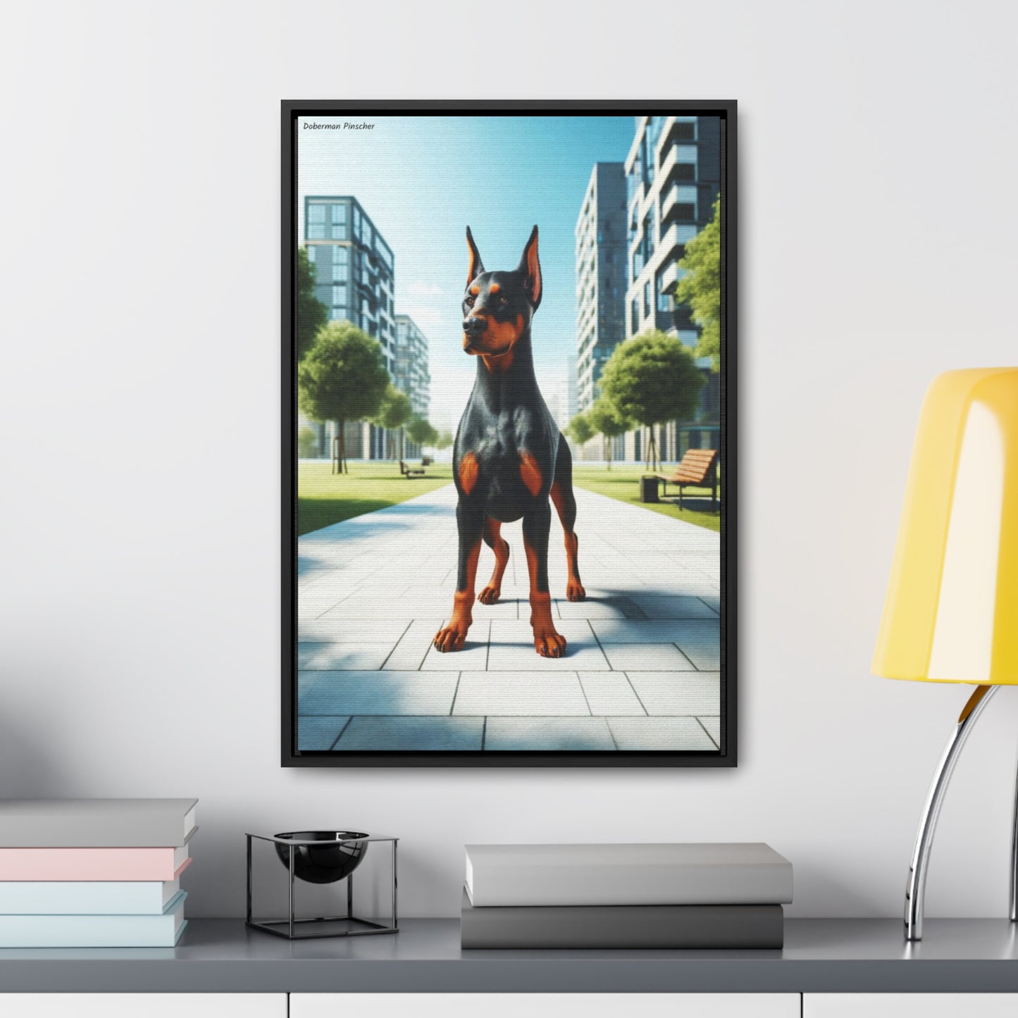 Powerful Doberman Pinscher in Art