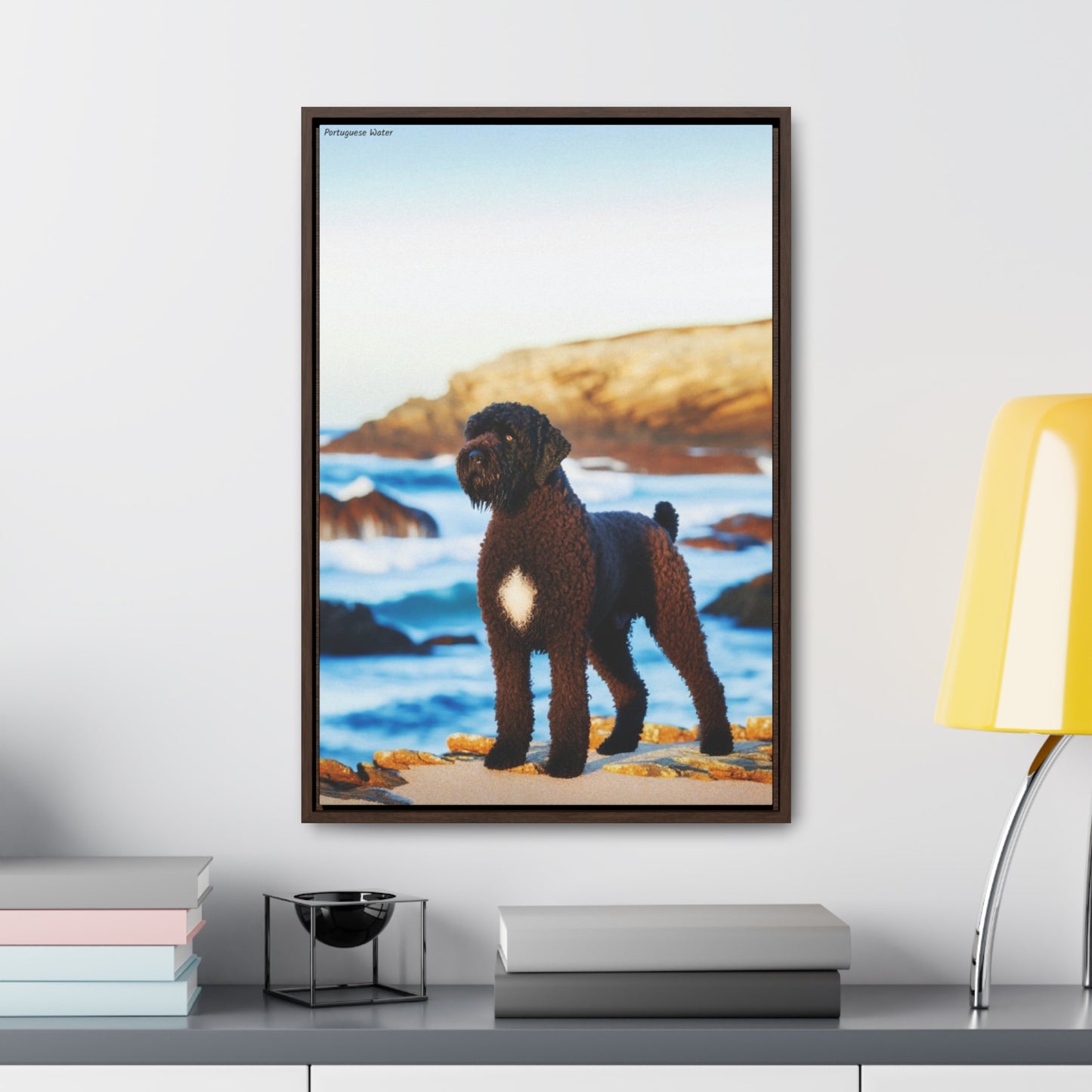 Charming Portuguese Water Dog: A Stunning Canvas Artwork