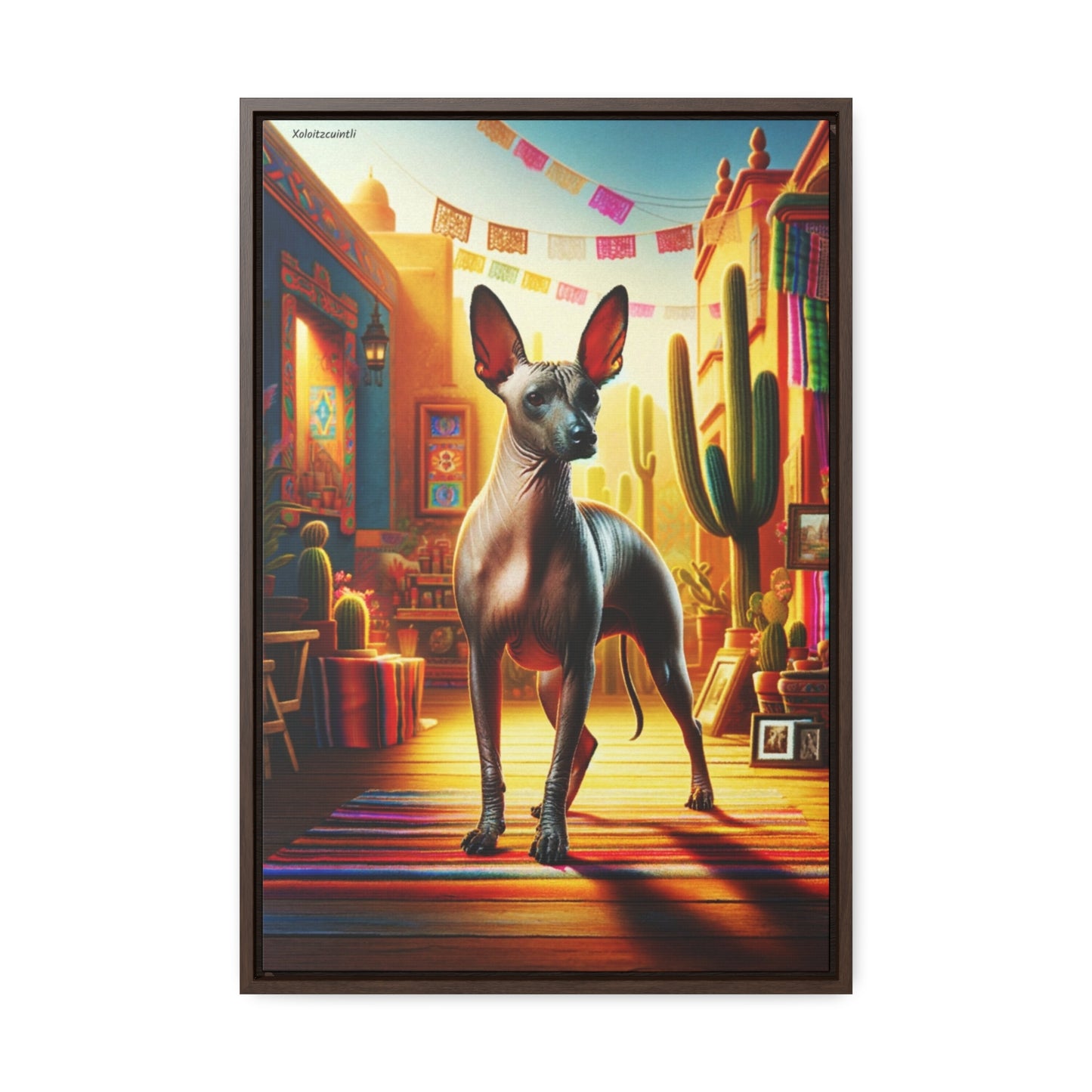 Enchanting Xoloitzcuintli: A Unique Canvas Artwork