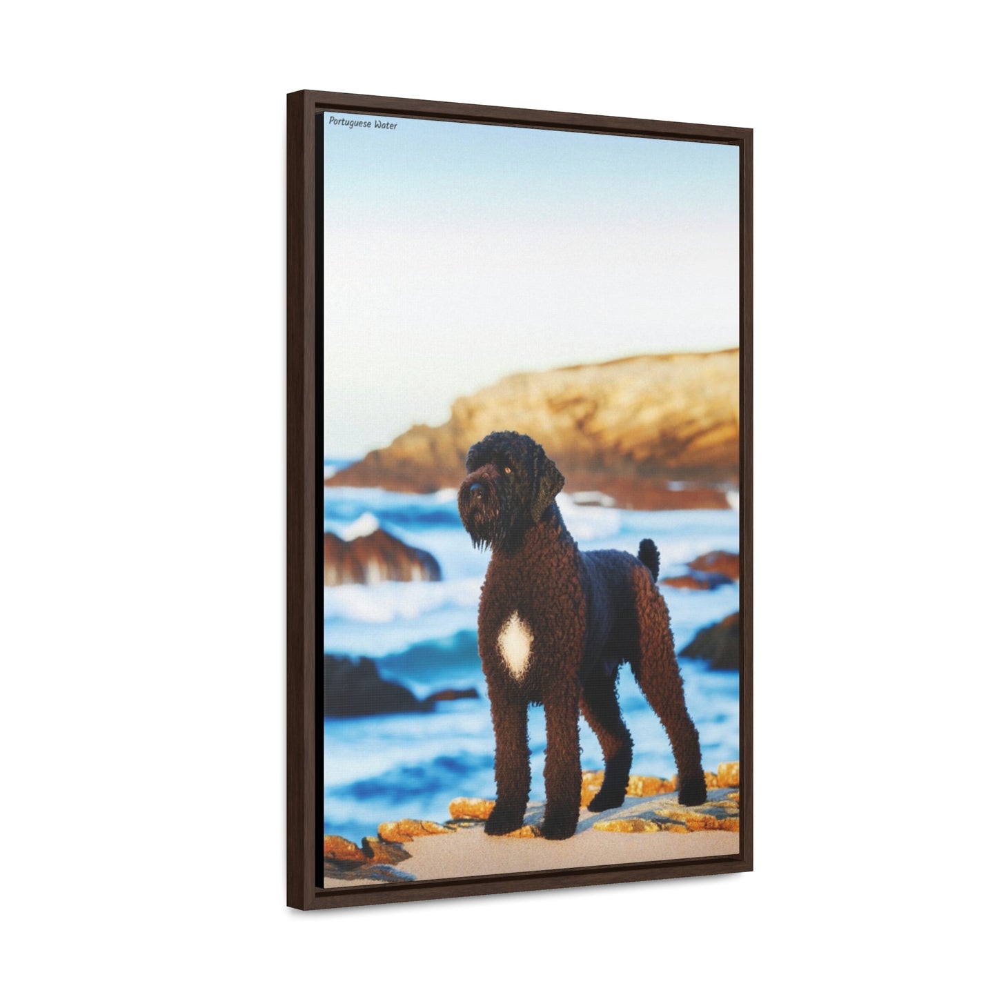 Charming Portuguese Water Dog: A Stunning Canvas Artwork