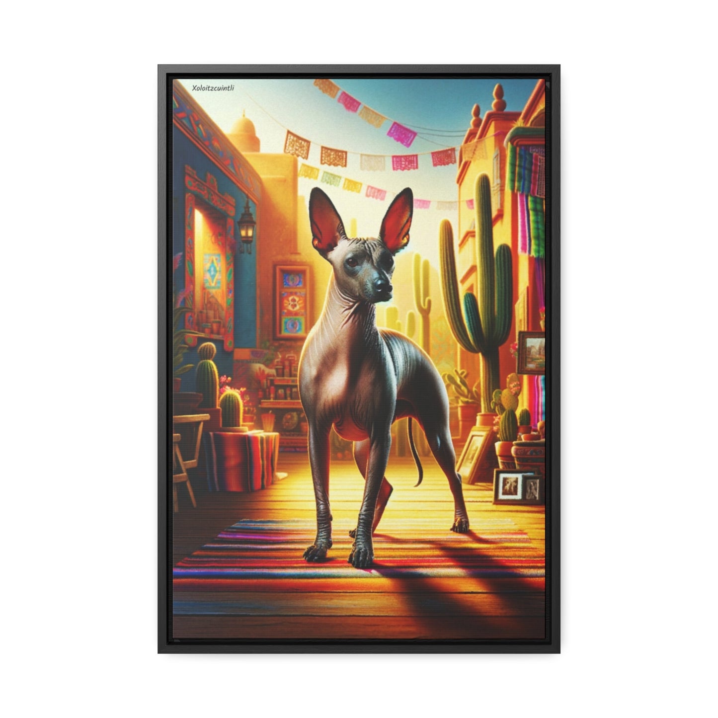 Enchanting Xoloitzcuintli: A Unique Canvas Artwork