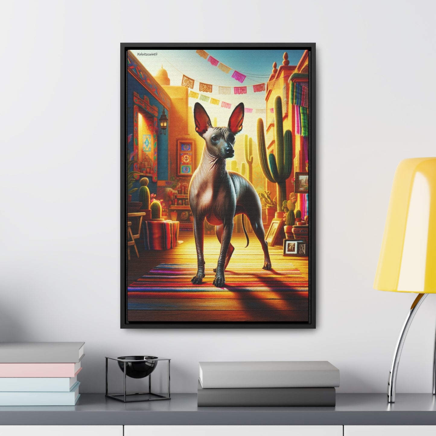 Enchanting Xoloitzcuintli: A Unique Canvas Artwork